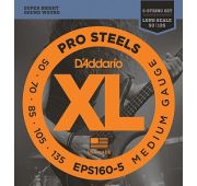 D'Addario EPS160-5 ProSteels Комплект струн для 5-струнной бас-гитары, Medium, 50-135, Long Scale