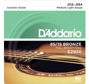 D'Addario EZ920 AMERICAN BRONZE 85/15 Струны для акустической гитары Medium Light 12-54