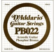 D'Addario PB022 Phosphor Bronze Отдельная струна для акустической гитары, фосфорная бронза, .022