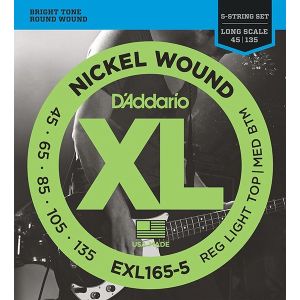 D'Addario EXL165-5 XL NICKEL WOUND Струны для 5-струнной бас-гитары 5-string Long RLTMB 45-135