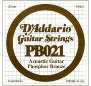 D'Addario PB021 Phosphor Bronze Отдельная струна для акустической гитары, фосфорная бронза, .021