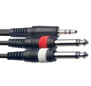 Stagg SYC1/MPS2P E аудио шнур, miniJack - 2x Jack, длина 1 метр