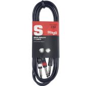 Stagg SYC3/PS2P E кабель коммутационный инсертный. Y-Cable. Stereo phone-plug /2 x Phone-plug. 3 м