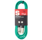 Stagg SMC3 CGR микрофонный шнур, xlr-xlr, длина 3 метра, цвет зеленый