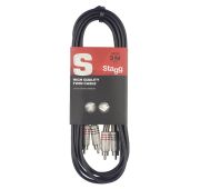 Stagg STC3C сдвоенный аудио шнур. Длина: 3 м. Соединители: m. RCA/m. RCA х 2.Цвет: черный.