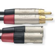 Stagg NTC3CMXMR проф.двойной кабель (2 х XLR «папа»/ 2 х RCA «папа») . Длина: 3 м.. N-серия. Черный