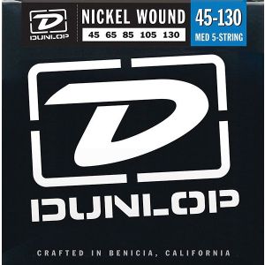 Dunlop DBN45130 Комплект струн для 5-струнной бас-гитары, никелированные, Medium, 45-130
