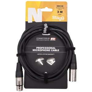 Stagg NMC3R профессиональный микрофонный шнур XLR-XLR, разъемы типа NEUTRIK, длина 3 м., черный