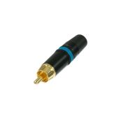 Rean NYS373-6 - Разъем RCA штекер на кабель Ø6.1 мм,позолоченные контакты, синяя маркировка