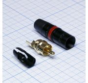 Rean NYS373-2 - Разъем RCA штекер на кабель Ø6.1 мм, позолоченные контакты, красная маркировка