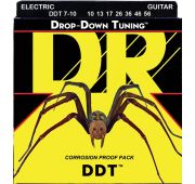 DR DDT7-10 Drop-Down Tuning Комплект струн для 7-струнной электрогитары, никелированные, 10-56