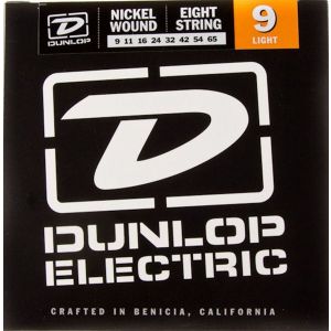 Dunlop DEN0965 комплект струн для 8-струнной электрогитары, никелированные, Light, 9-65